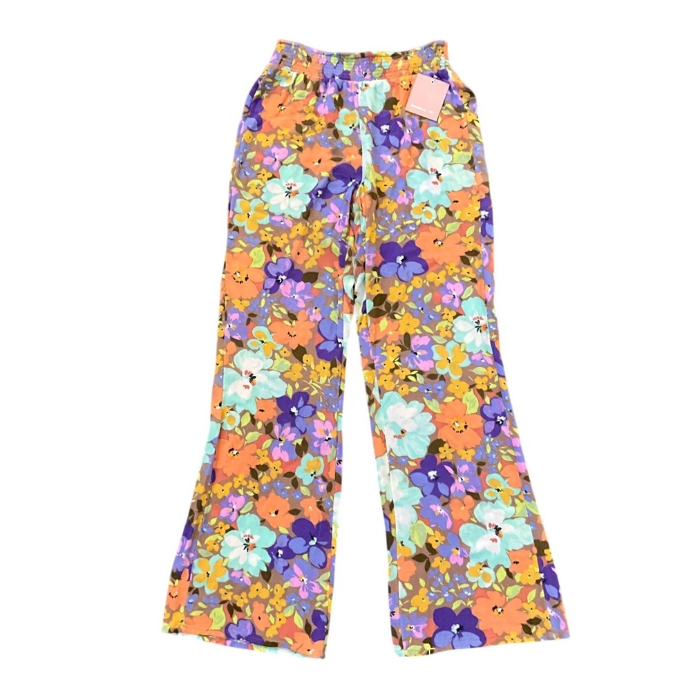O'Neill Tommie Floral Smocked Wide Leg Pants Girls Youth Multicolor Beach L NWT